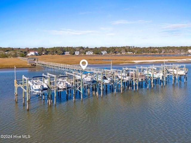 view of dock featuring a water view