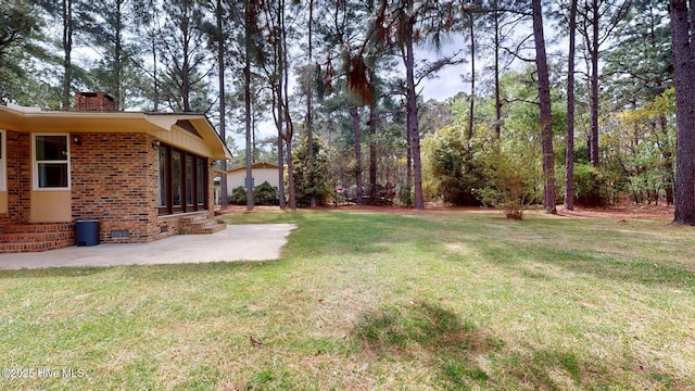 view of yard with entry steps and a patio area
