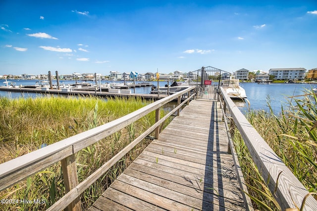 dock area featuring a water view