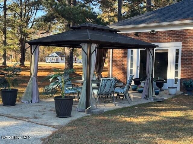 view of patio / terrace with a gazebo