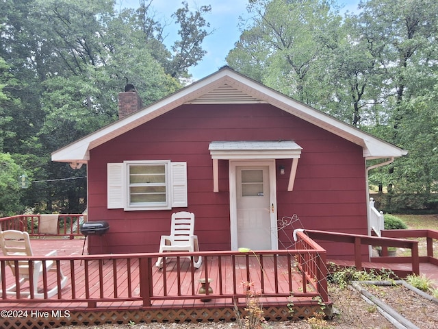 view of front of property with a deck