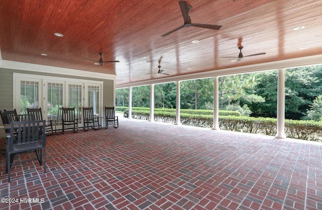 view of patio / terrace featuring ceiling fan