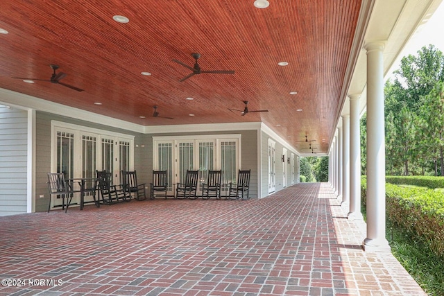 215 Inverrary Rd, Pinehurst, NC 28374 - view of patio with french doors and ceiling fan