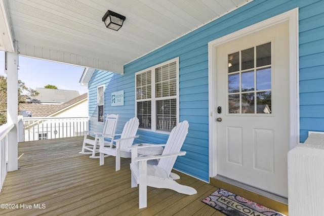 deck featuring a porch