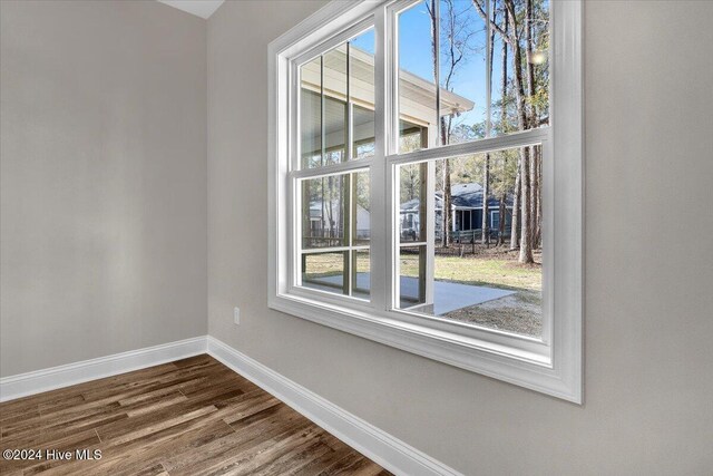 spare room with hardwood / wood-style flooring and a wealth of natural light