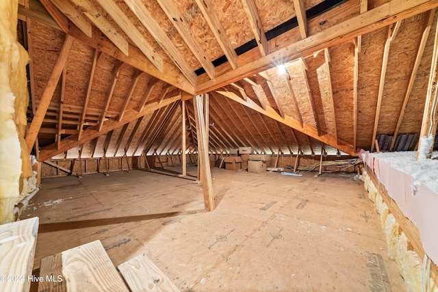 view of unfinished attic