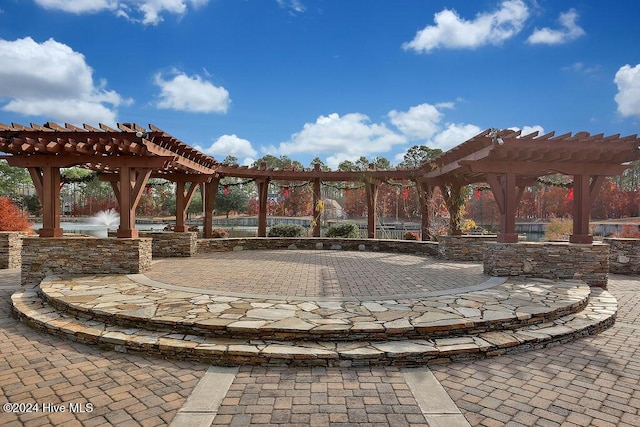 view of patio / terrace featuring a pergola