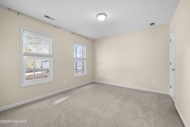 unfurnished room with light carpet