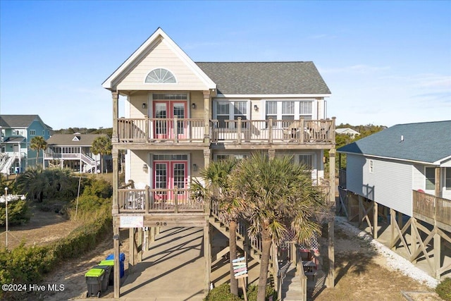 raised beach house with french doors