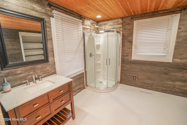 bathroom with vanity, toilet, wood ceiling, and a tub to relax in