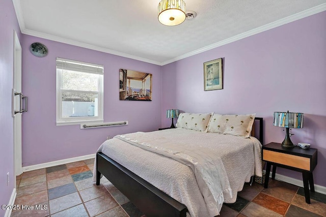 bedroom featuring crown molding