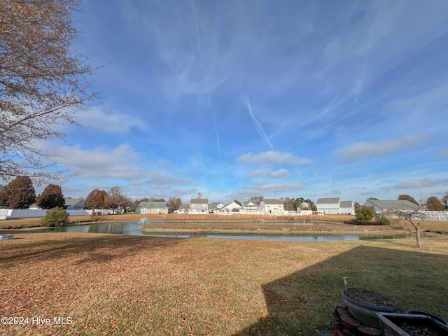 view of yard with a water view