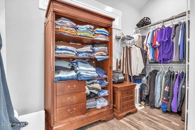 walk in closet featuring light wood-type flooring