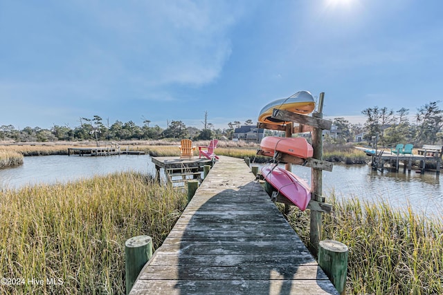 view of dock featuring a water view