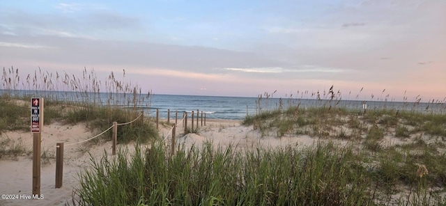 property view of water with a beach view