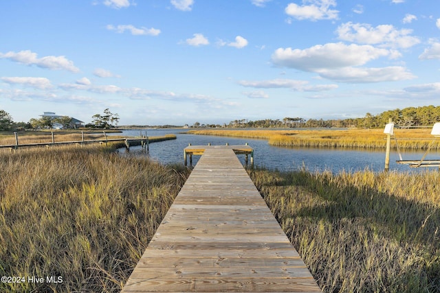 dock area featuring a water view