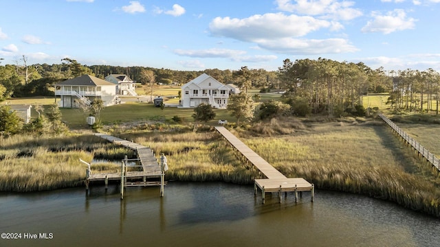 view of dock featuring a water view