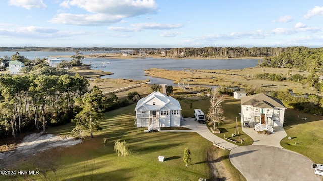 bird's eye view featuring a water view