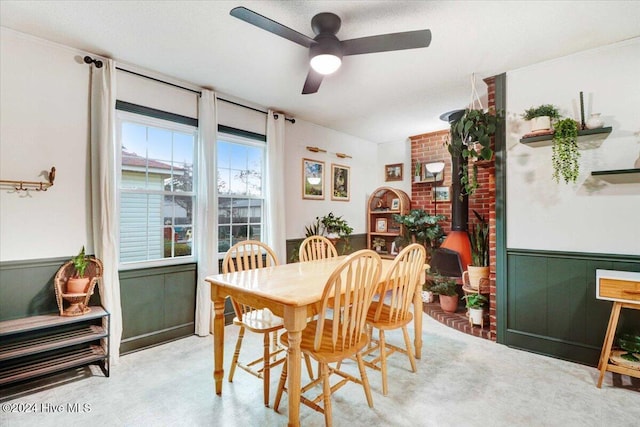 dining area featuring ceiling fan