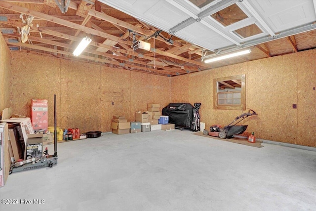 garage with a garage door opener