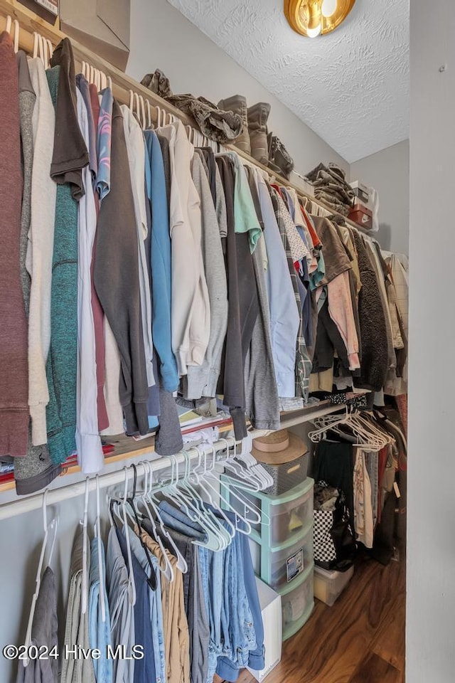 walk in closet featuring wood-type flooring