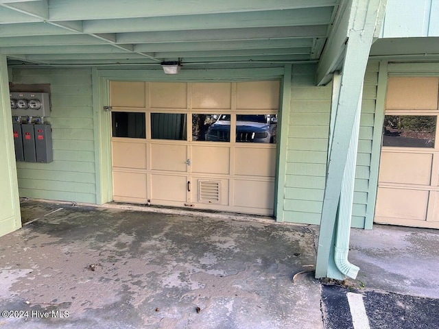 garage with electric panel