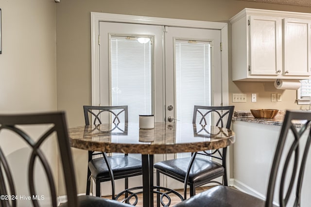 dining room featuring french doors