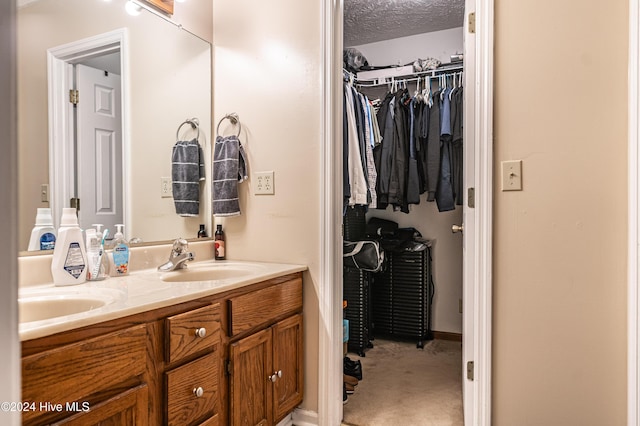 bathroom featuring vanity and a textured ceiling