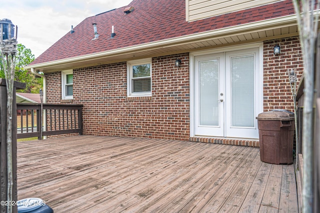 wooden terrace with french doors