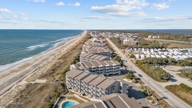 property view of water with a beach view