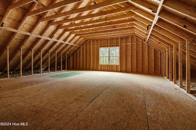 view of unfinished attic