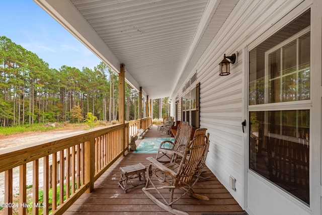 deck with covered porch