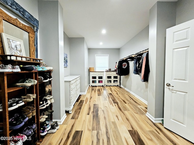 spacious closet with light wood-type flooring