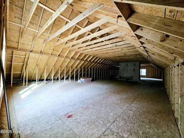 view of unfinished attic