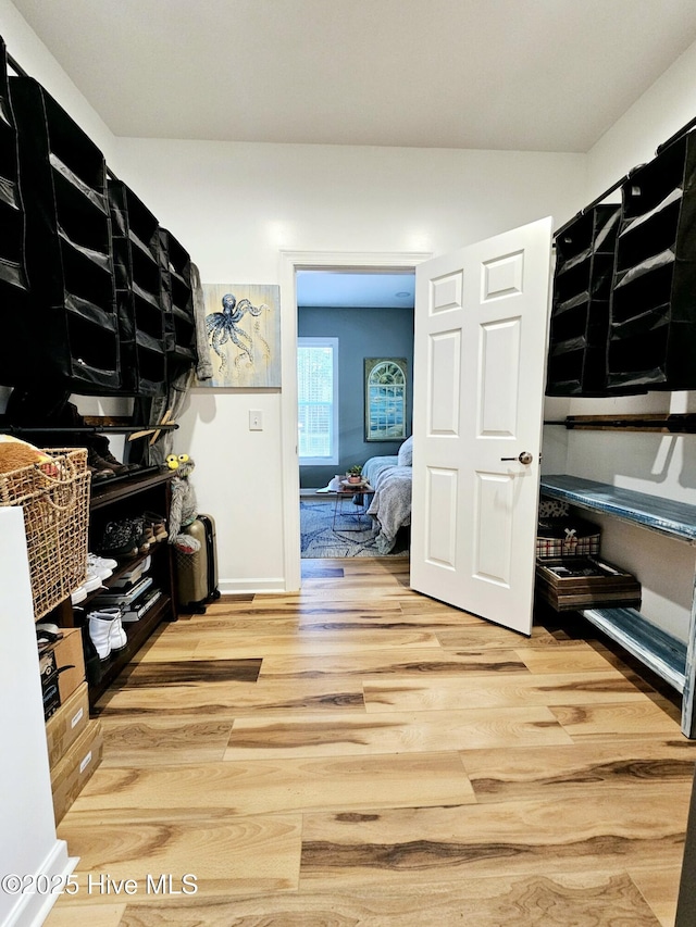 interior space with hardwood / wood-style floors