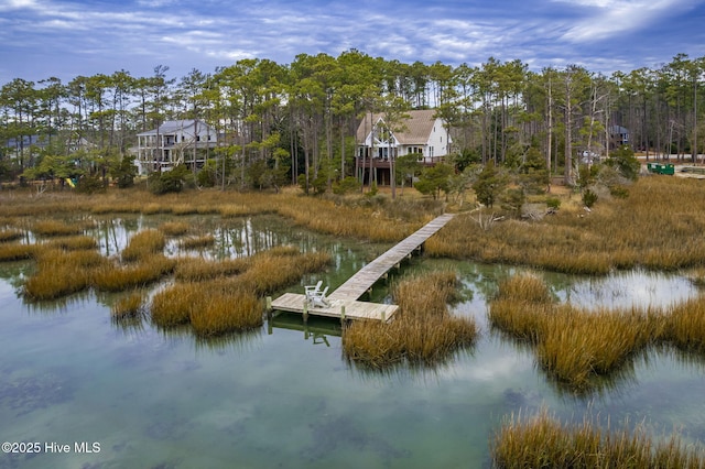 view of dock featuring a water view