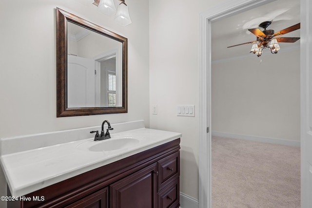 bathroom with vanity and ceiling fan