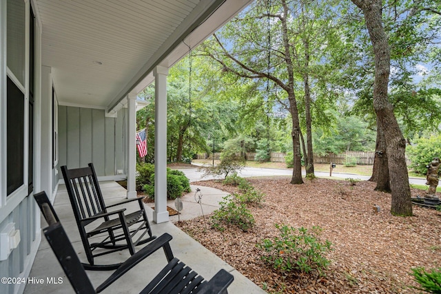 view of patio featuring covered porch