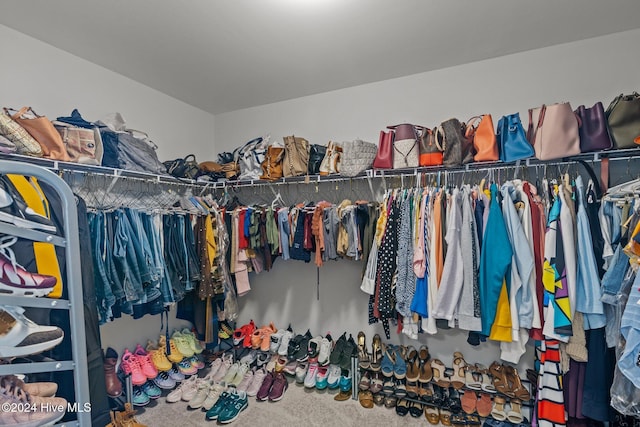 spacious closet with carpet flooring