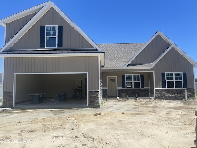 2817 Walbrook Ct, Winterville, NC 28590 - craftsman-style home featuring a standing seam roof, board and batten siding, a shingled roof, and metal roof