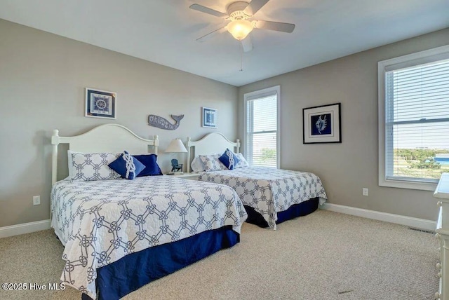 bedroom with carpet and ceiling fan