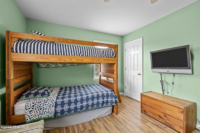 bedroom with light hardwood / wood-style floors