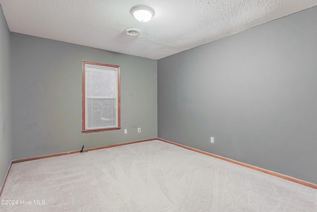 carpeted spare room with a textured ceiling