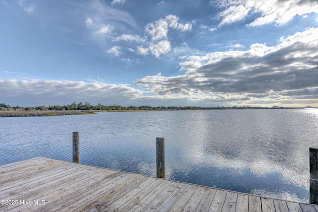 view of dock featuring a water view