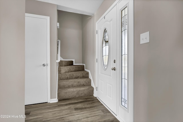 foyer entrance featuring hardwood / wood-style floors