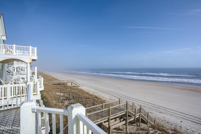 view of water feature featuring a beach view