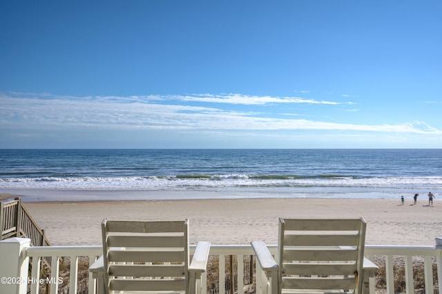 property view of water featuring a view of the beach