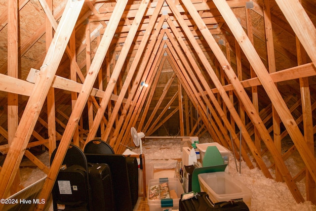 view of unfinished attic