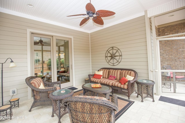 view of patio featuring outdoor lounge area and ceiling fan