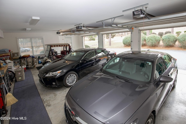 garage with a garage door opener